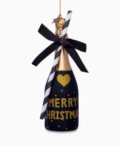 Vondels Kerstbal Champagne Fles Zwart*Lifestyle Lifestyle