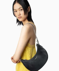 Zadig & Voltaire Zadig & Voltaire Schouder / Hand Tas Moonrock Grained Leather Zwart*Dames Tassen