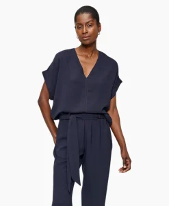 Zenggi Top Fluid V-Neck Donker Blauw*Dames T-Shirts & Tops